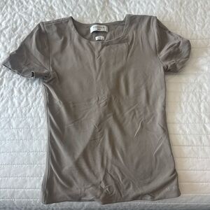 Elegant Brown Short Sleeve Women's Top
